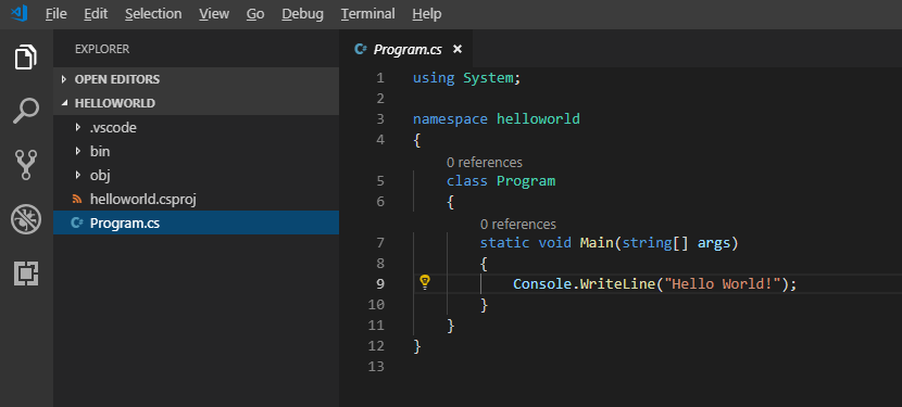 Primer proyecto en consola C# VS Code